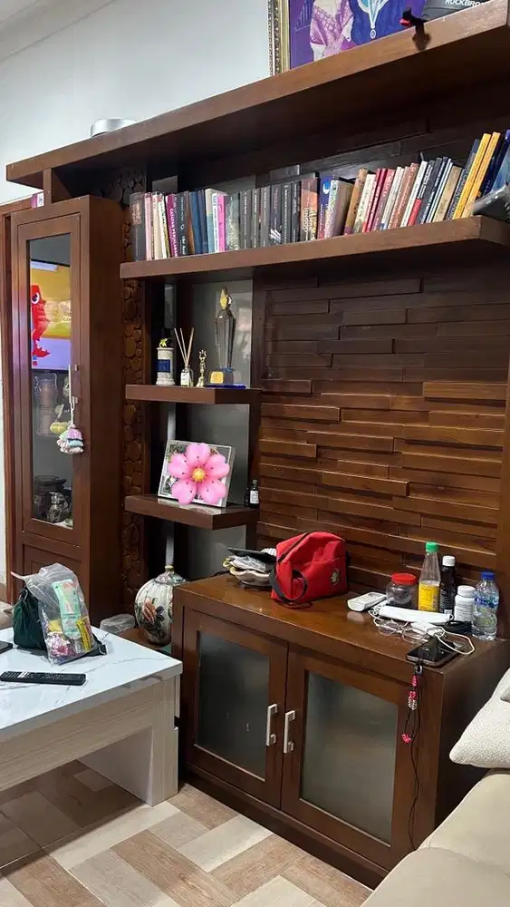 Lemari bupet rak buku kayu jati asli jepara