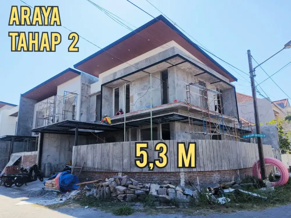 BARU GRESS RUMAH HOOK MODERN TROPIS MEWAH ARAYA 2 GALAXY BUMI PERMAI SURABAYA TIMUR. DEKAT MERR, MANYAR, KLAMPIS, ITS, Dsb