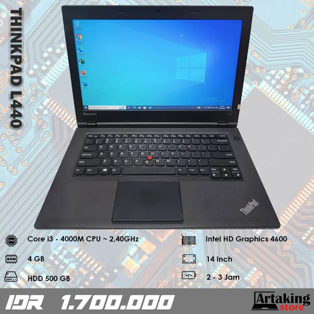 Lenovo Thinkpad L440 - Core i3 - Gen 4 th - Ram 4 GB - Normal Bekas