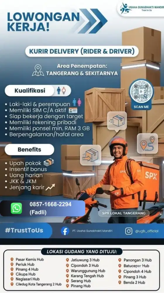 KURIR SPX TANGERANG (TANPA SIM BISA DAFTAR)