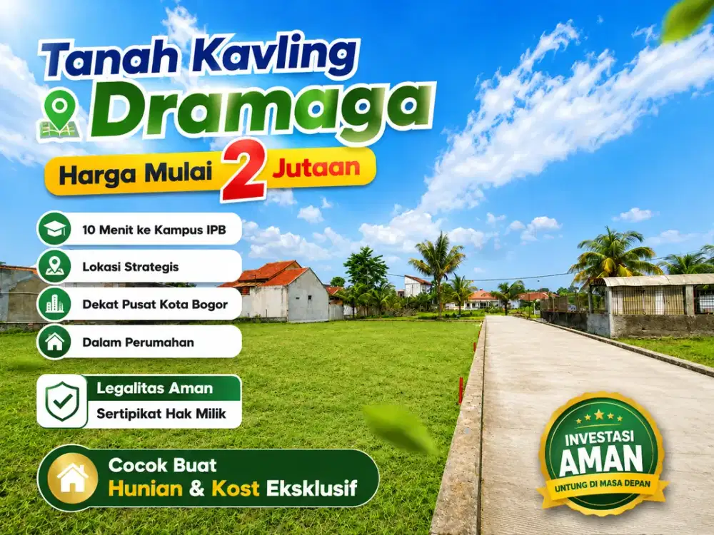 Tanah Kavling 2 Jt-an Dekat Kampus IPB, SHM