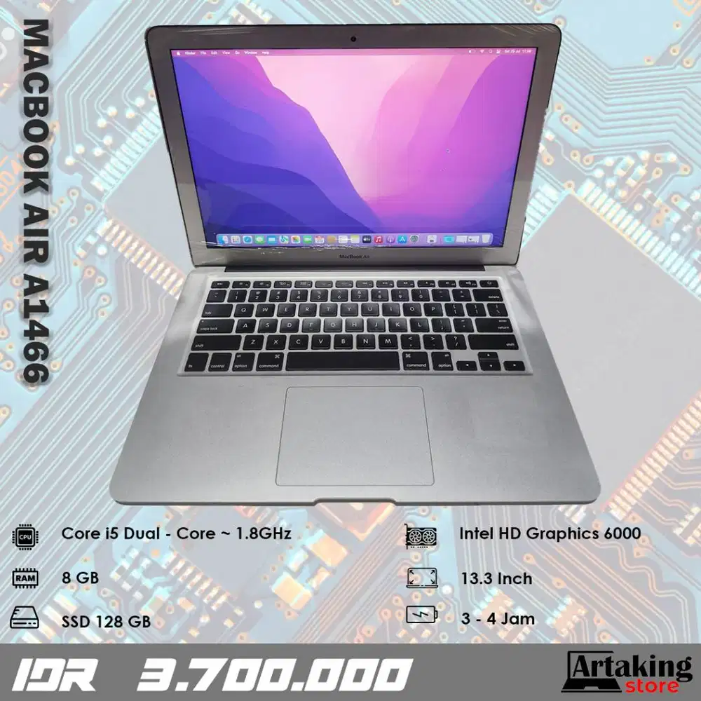 Macbook Air A1466 (2017) - Core i5 - Ram 8 GB - Sudah SSD