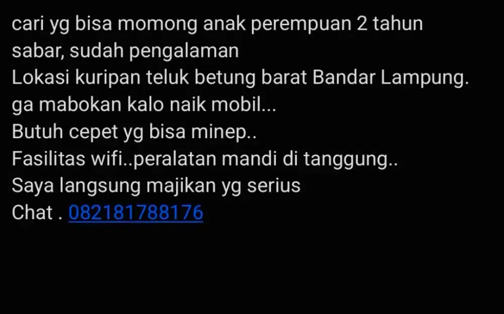 Loker Momong Anak