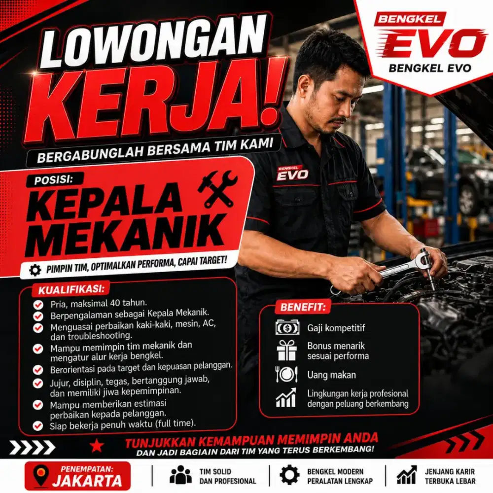 Lowongan Kepala Mekanik