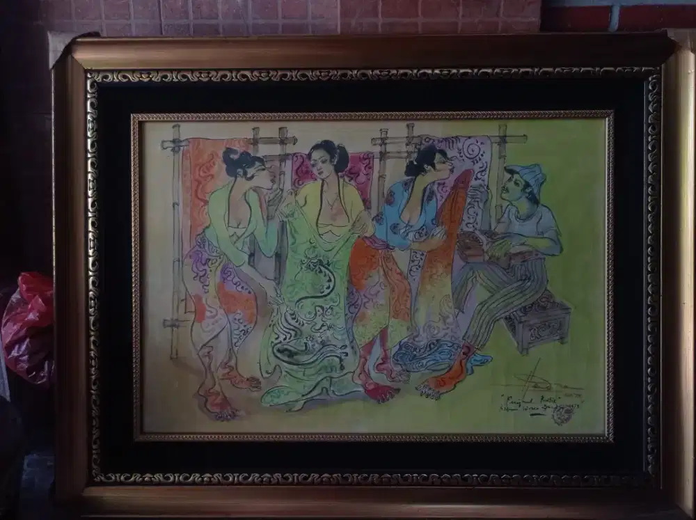 LUKISAN TEMA PENJUAL BATIK KARYA HENDRA GUNAWAN