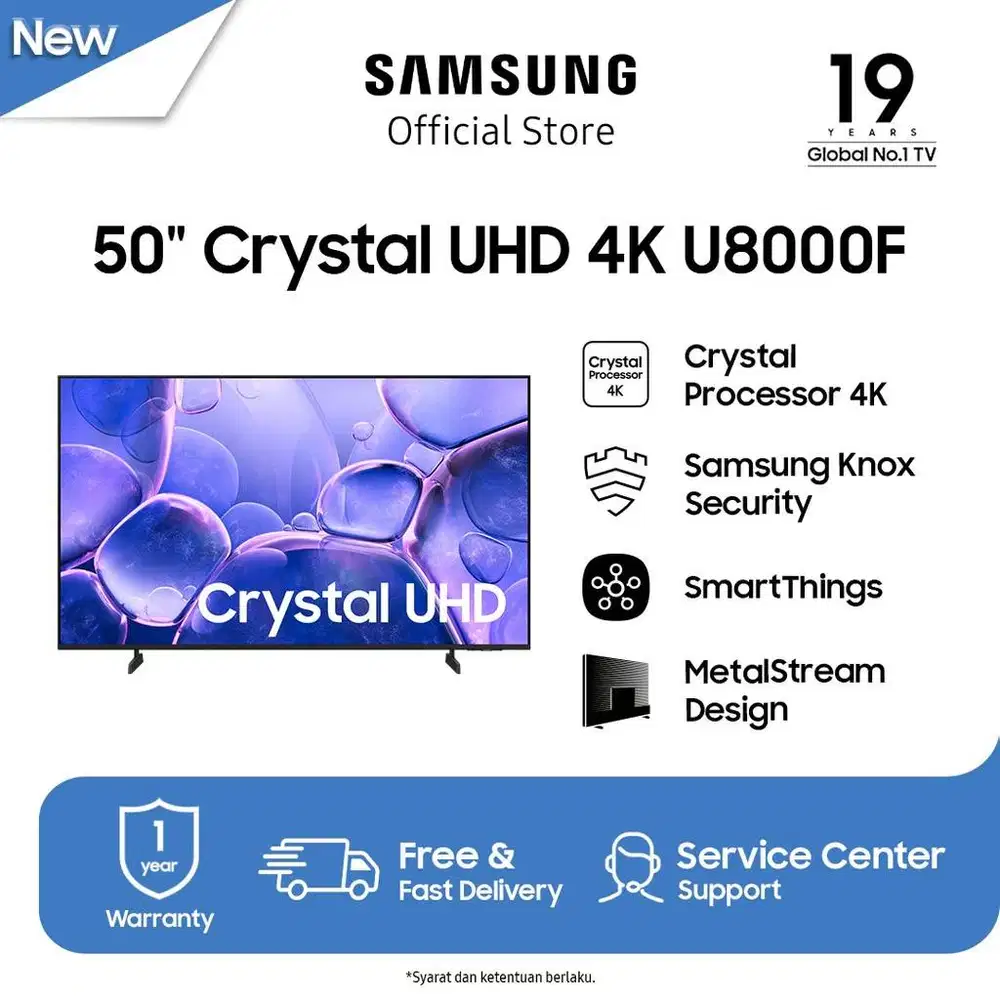 Samsung 50 Crystal UHD 4K U8000F Smart TV | Crystal Processor 4K