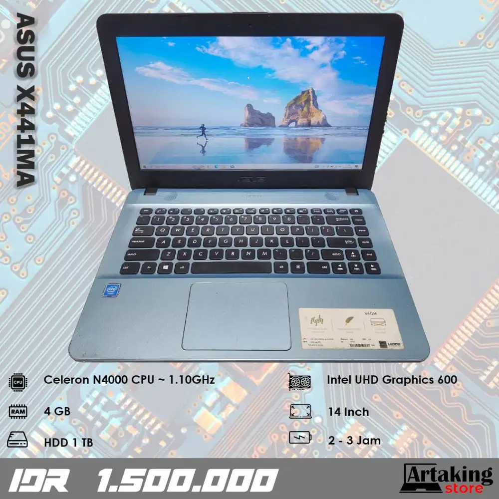 Asus X441MA - Celeron N4000 - Ram 4 GB - Normal Siap Pakai