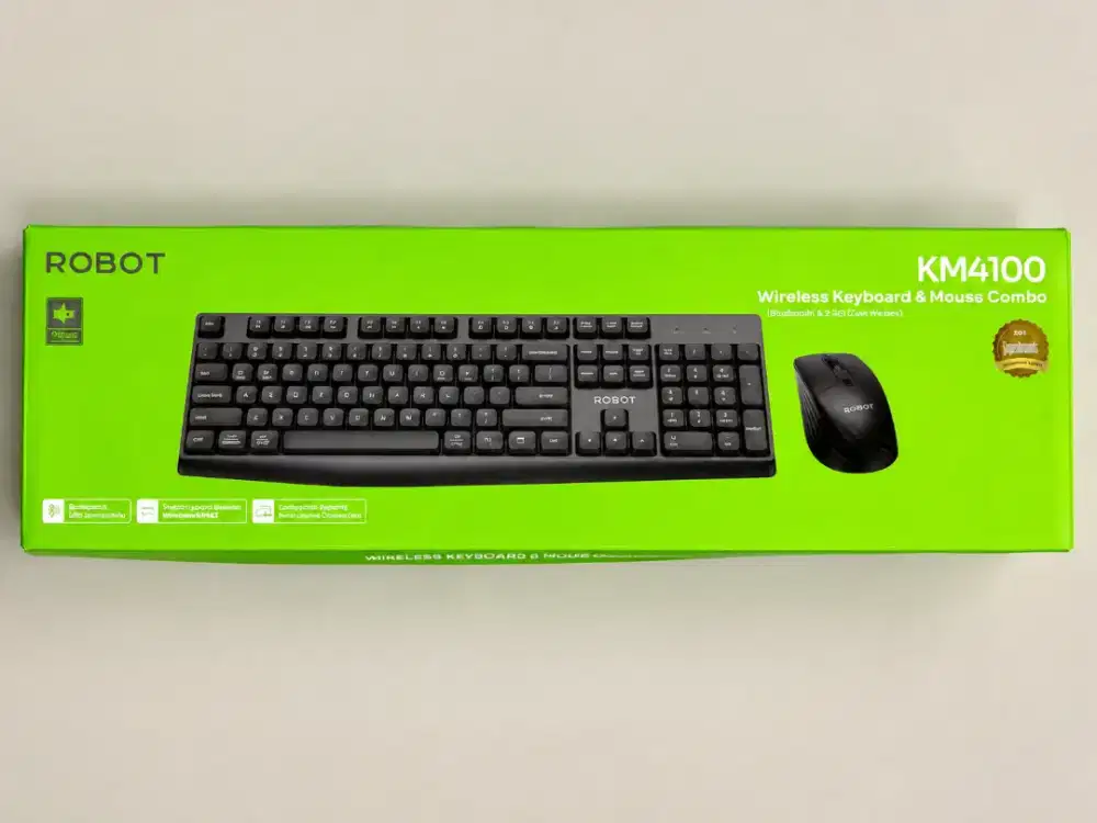 Keyboard Mouse Wireless ROBOT KM4100 Combo Dual Mode Murah Lenkap