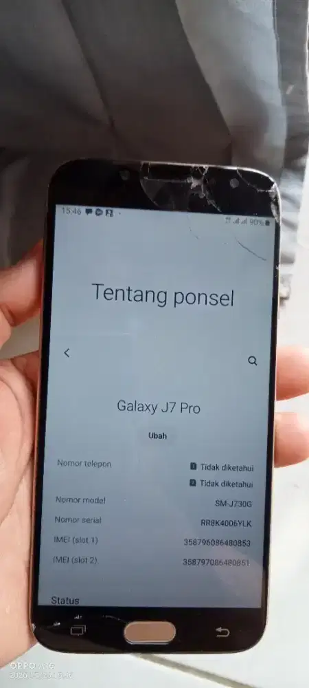 Samsung j7 pro. 3/32. Minus gantian lcd SMA retak jga