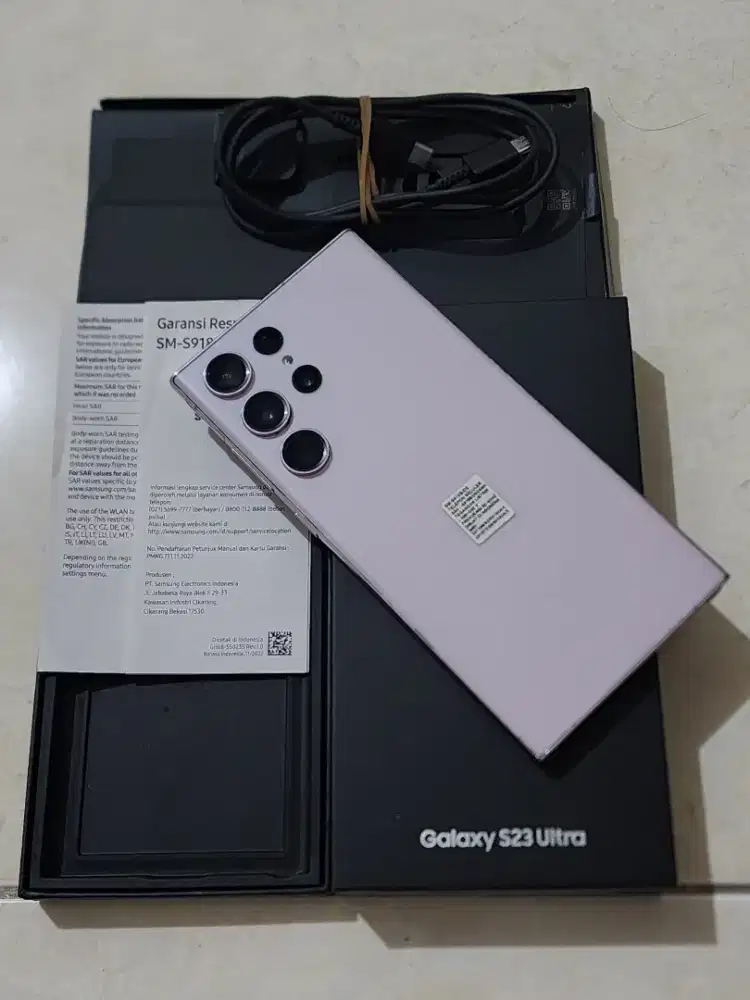 Samsung S23 Ultra 5G 12/256Gb, warna Lavender SEIN, 99,9% Sempurna