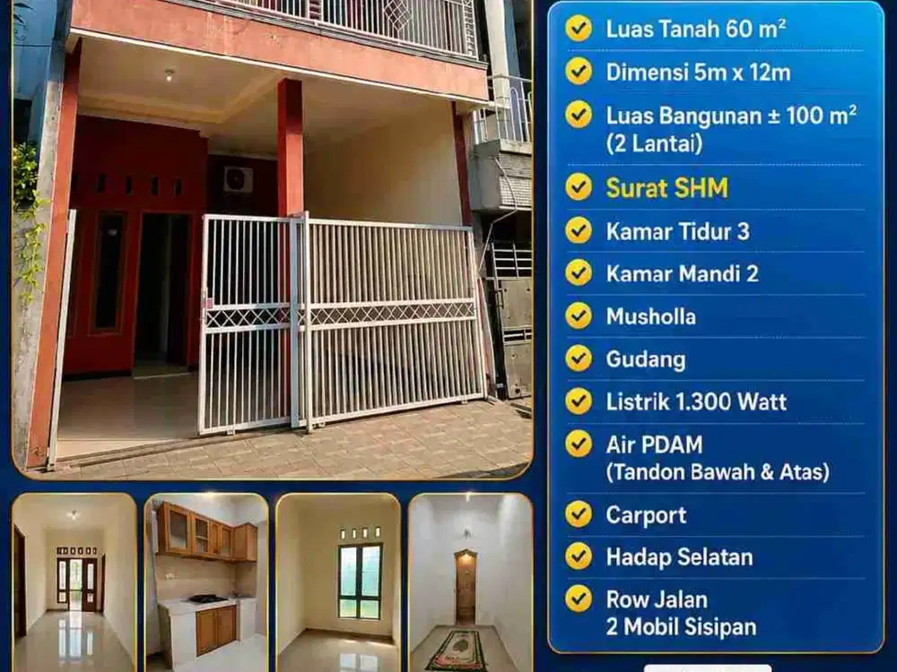 Rumah Murah 2 Lantai siap Huni di Perum Wisma Tropodo, Waru, Sda