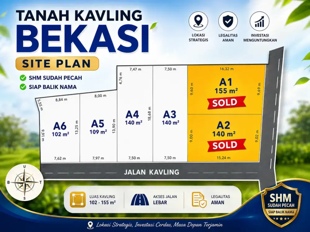 Tanah Murah di Bekasi Hanya 1 Jt-an Dekat Pintu Tol Burangkeng, SHM Sudah Pecah