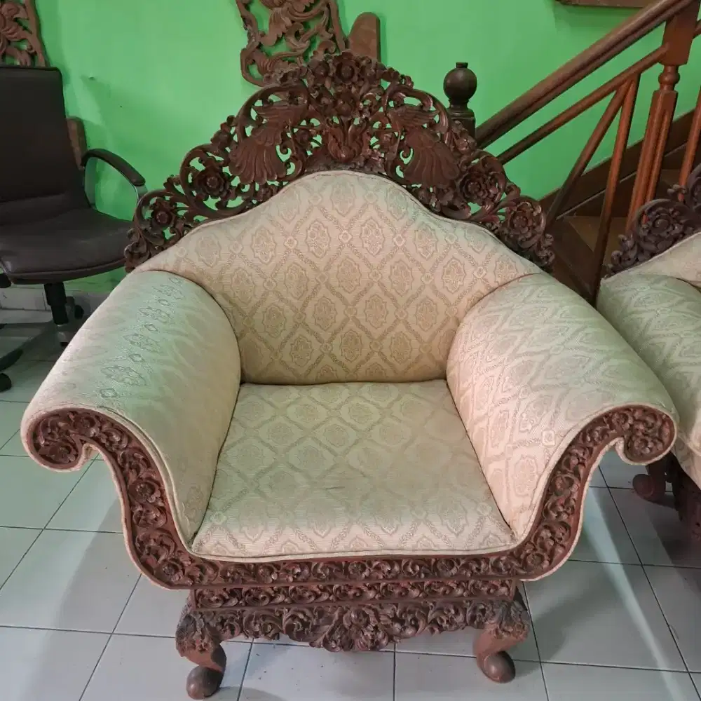 Kursi kayu jati kuno ukiran bal8