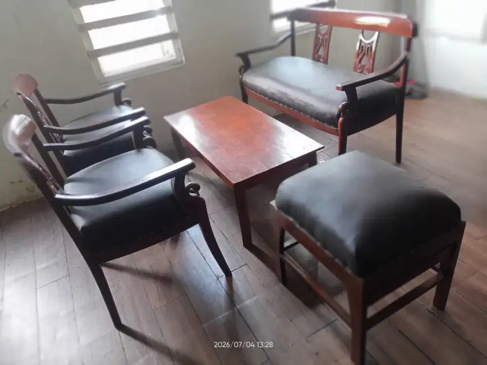 Meja kursi tamu sofa antik jati tua bekas dah melamin