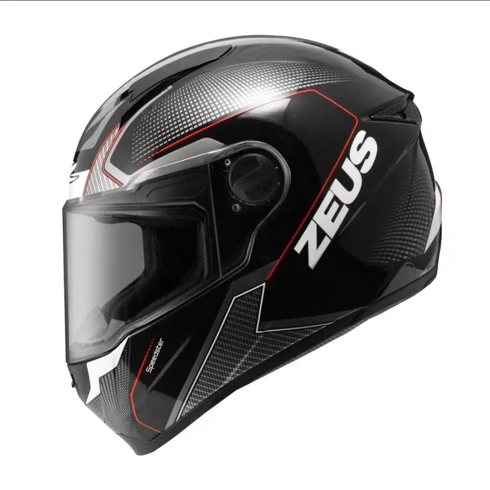 Helm Zeus ZS-811C Black AL6 With Red Full Face Size L