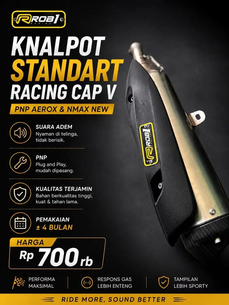 Knalpot ROB1 Standart Racing Cap V PNP Aerox & NMAX New