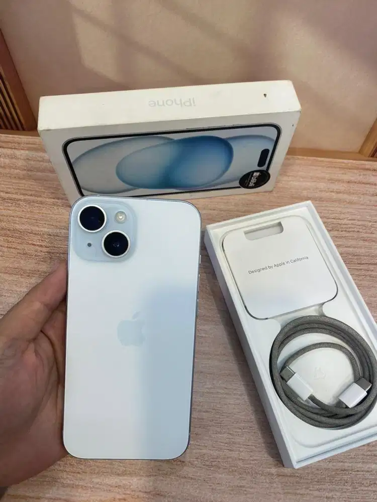 iPhone 15 128GB Blue ibox bh 92% lengkap