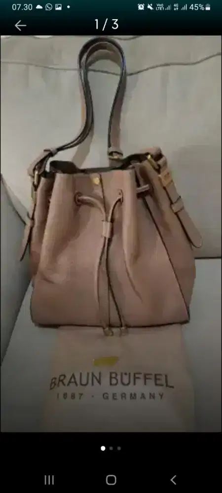 Tas wanita kulit asli braun buffel