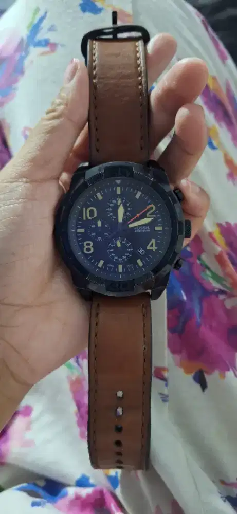 Fossil Bronson Chronograph Black Dial Brown Leather Watch (FS5714)