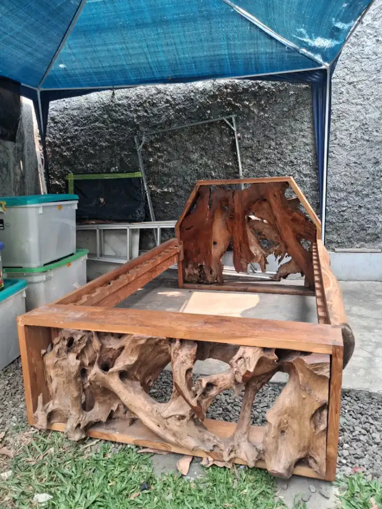 DIPAN KAYU JATI AKAR + KASUR 120X200