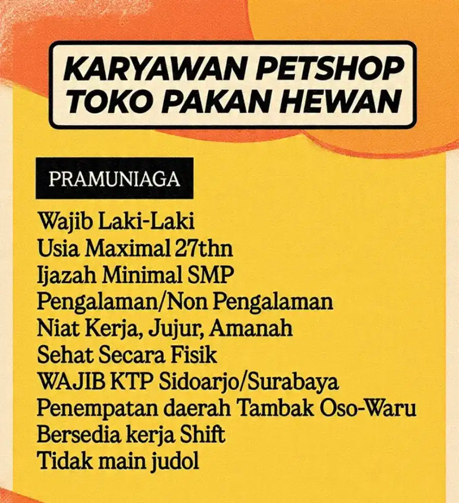 Karyawan Toko Pakan Hewan