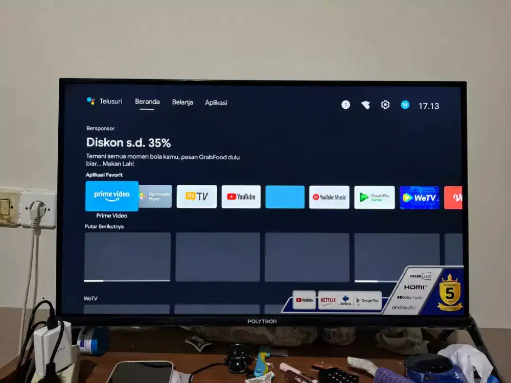 Smart TV Polytron 32 ( Bisa Ytube, Netflix, Vidio, Dll) Layar Jernih