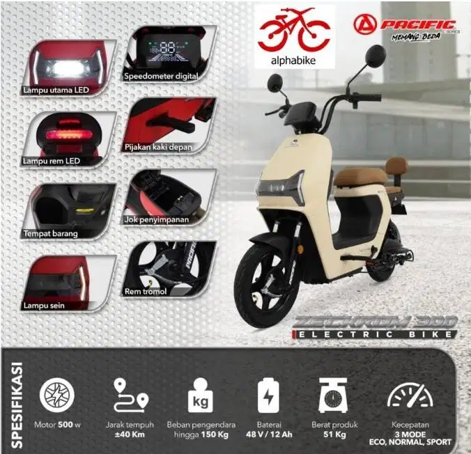 Sepeda Listrik Pacific Zeckrom 300 Baru, Ex Hadiah