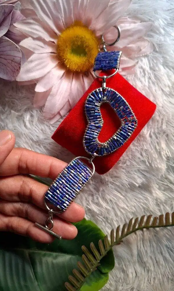 Rare Blue Iridescent Heart Bracelet