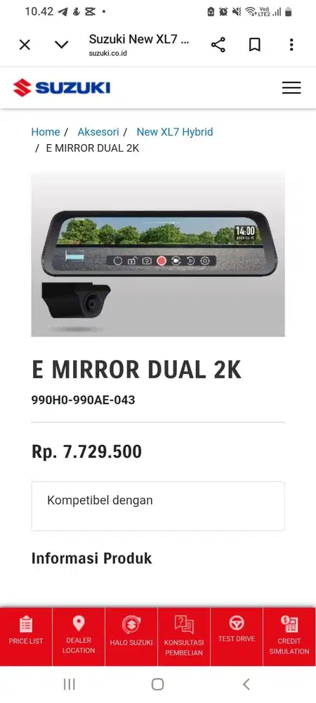 Smart E Mirror Dual 2K Suzuki XL7 Type Alfa