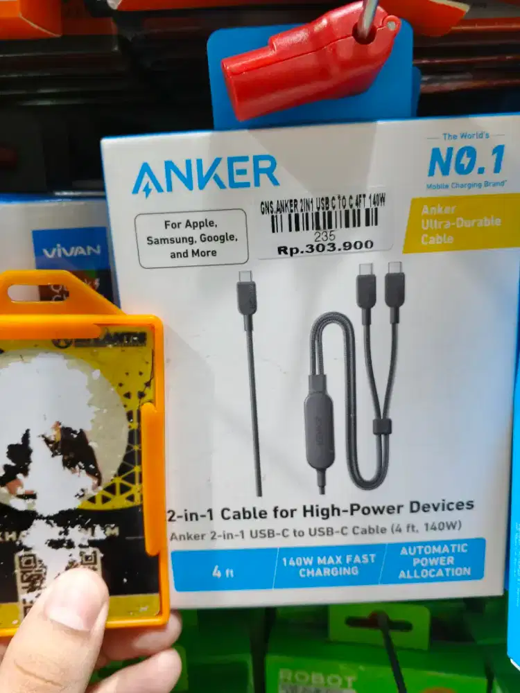 KABEL DATA ANKER C to C 140Watt 2-in1