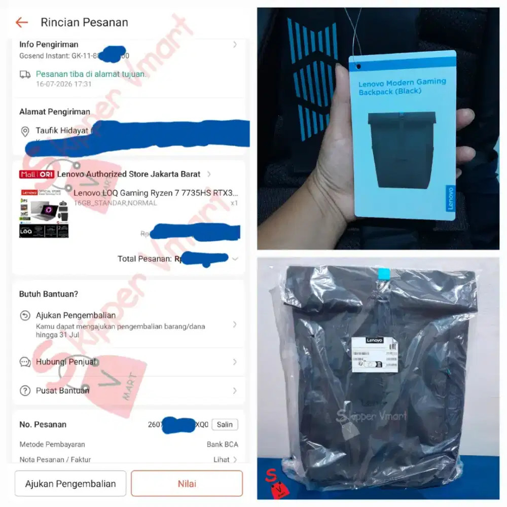 Orgininal New Tas Ransel Laptop LENOVO GAMING BACKPACK BLACKLenovo LOQ