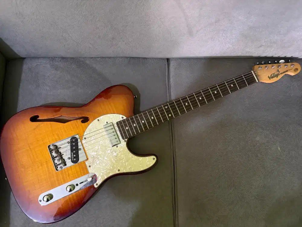 gitar elektrik vintage reissued v72 Thinline bukan fender