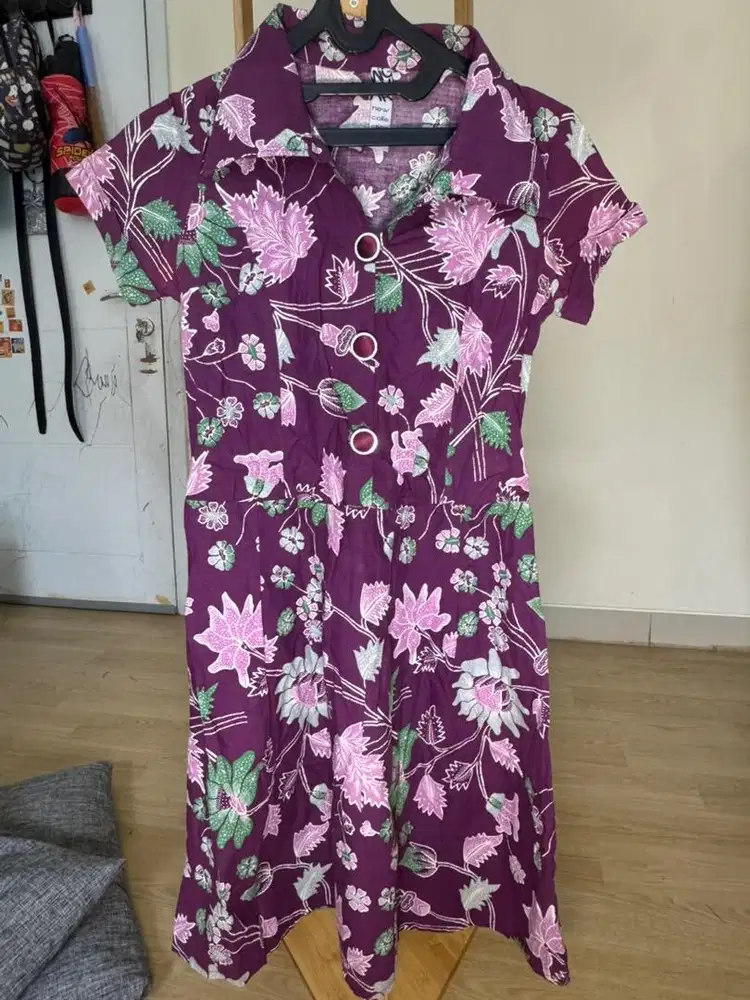 Dress Magnolia motif bunga Preloved sz (S)