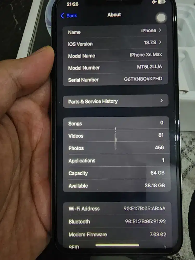 Iphone xsmax 64gb silver