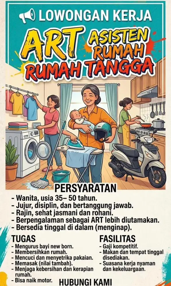 Lowongan kerja sebagai ART, mengurus bayi new born