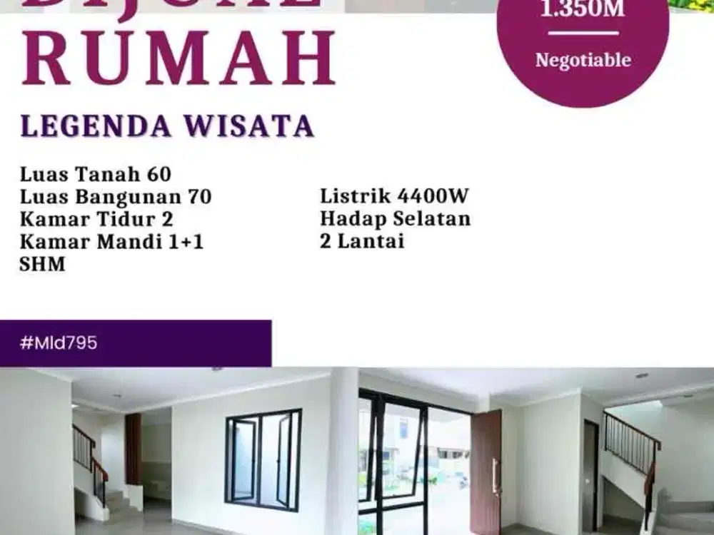 Tersedia rumah sudah di renovasi untuk di jual di perumahan Legenda Wisata, Cibubur, Bogor