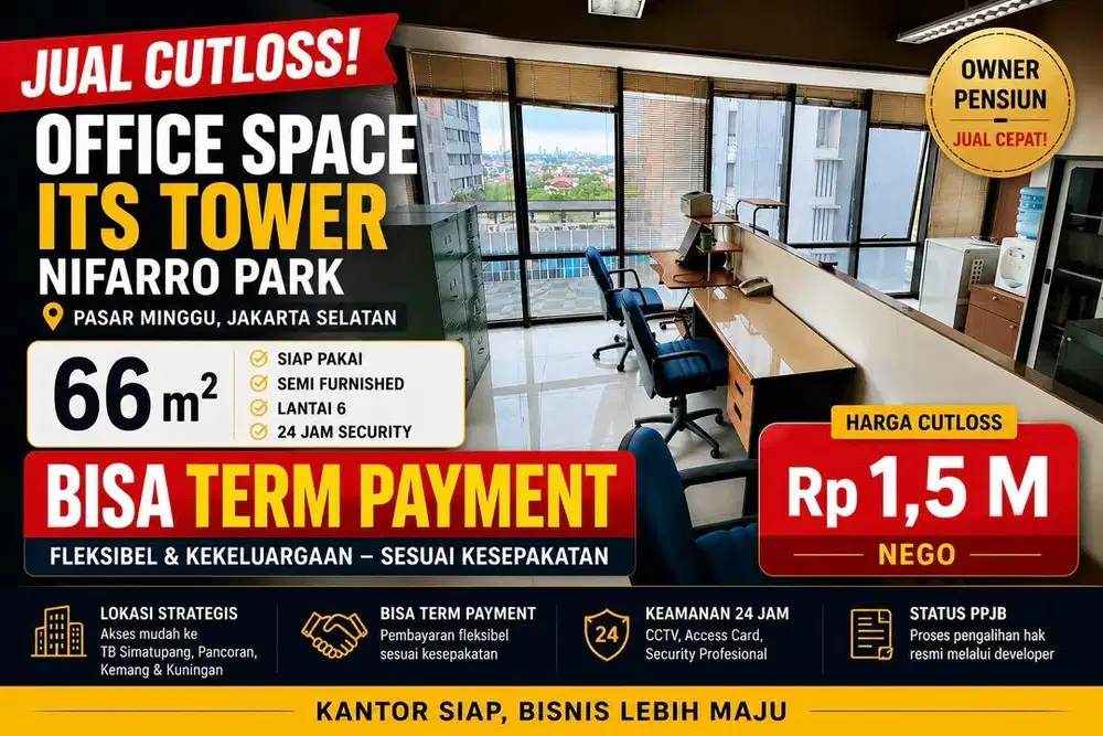 Jual Kantor 66m2 (Bisa Term Payment) Ps Minggu ITS Tower Nifarro