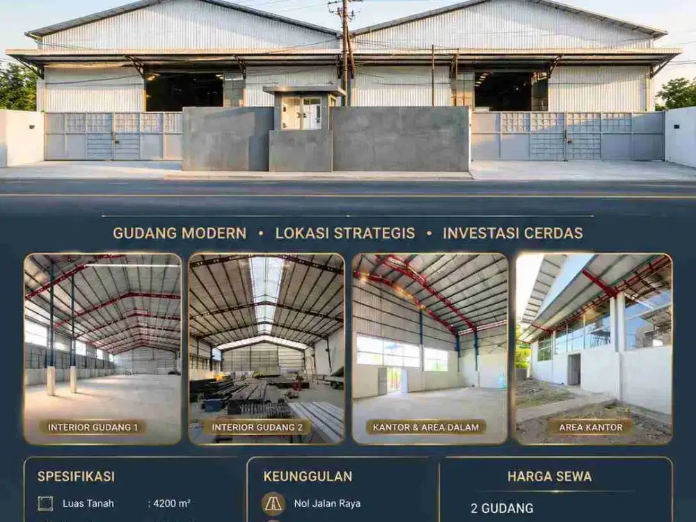 DISEWAKAN  2 GUDANG JEJER BARU GRESS  NOL JALAN RAYA MENGANTI