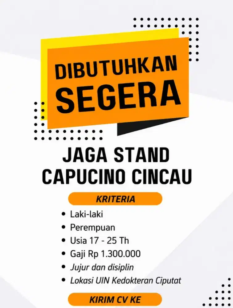 lowongan kerja jaga stand cappucino cincau