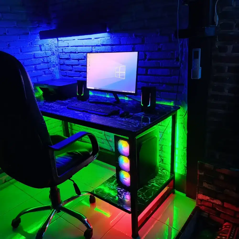 PC Desktop Full Set RGB + Monitor 24 IPS + Kursi | Tinggal Pakai