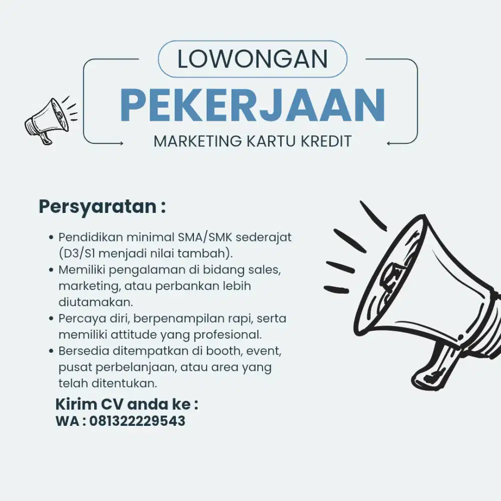 Dibutuhkan Segera Sales/Marketing