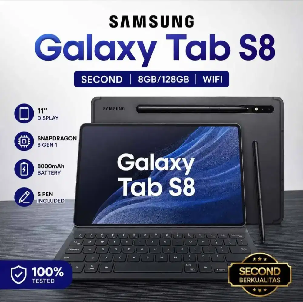 Samsung Galaxy Tab S8 8GB/128GB - Fullset + Bonus Keyboard Case!