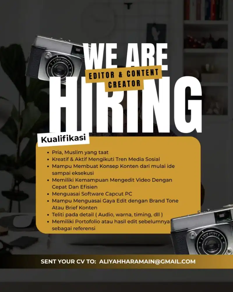 Di butuhkan segera editor & konten kreator