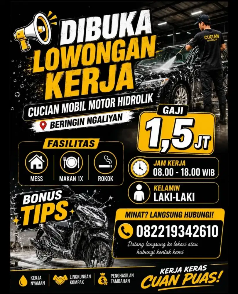 Lowongan Kerja di Cucian mobil&Motor