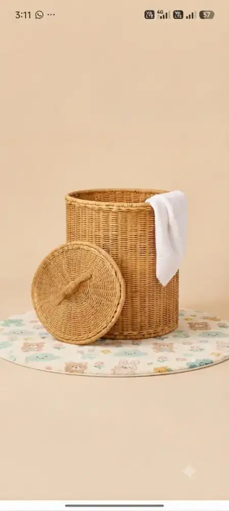Keranjang londry rotan alami