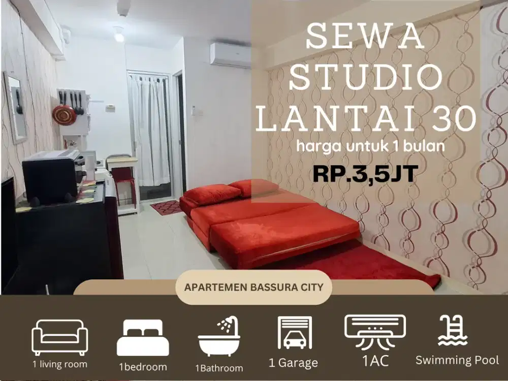 disewakan studio full furnis bulanan dekat mall apartemen bassura city