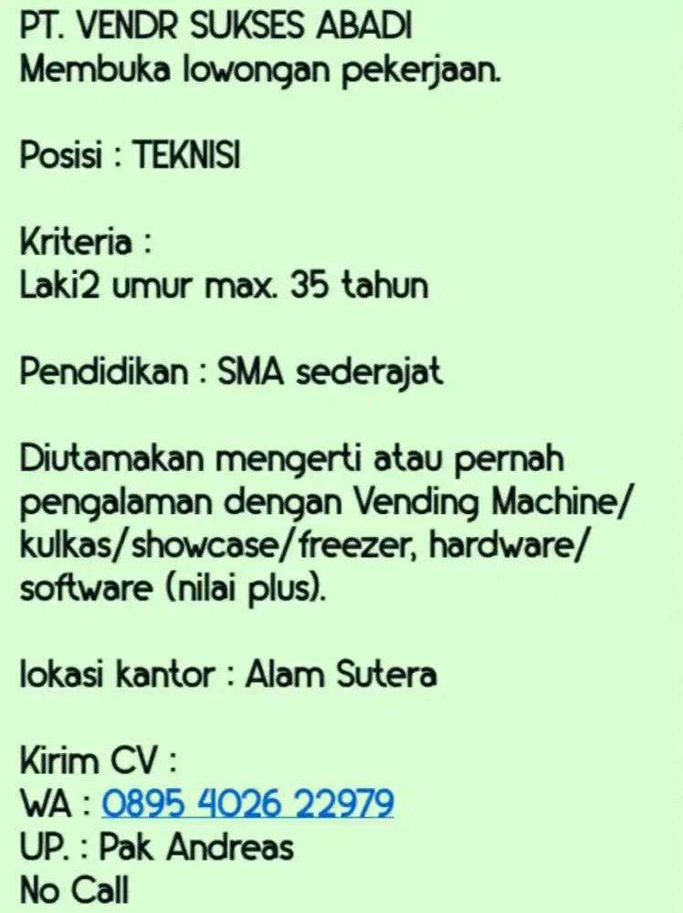 lowongan Teknisi