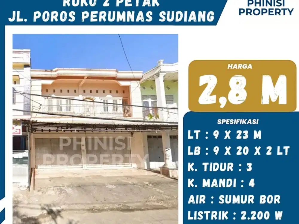 Dijual Ruko 2 Petak di Jalan Poros Sudiang