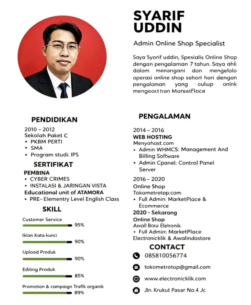 Mencari lowongan kerja saya di bidang admin ecommerce