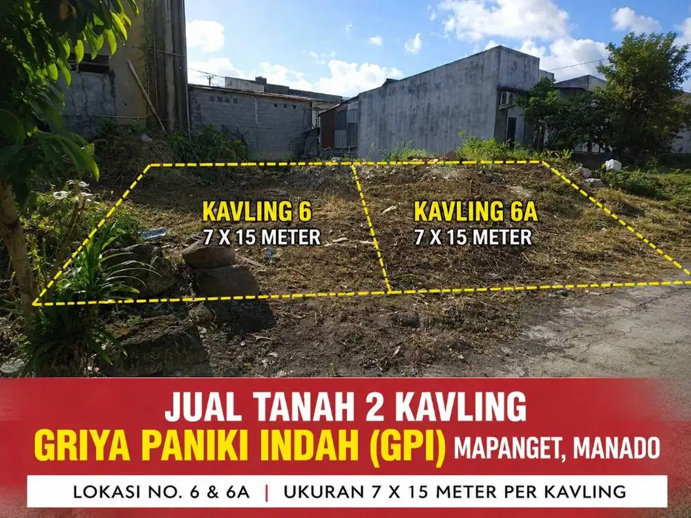 JUAL TANAH SHM 2 KAVLING 7 X15 METER-GRIYA PANIKI INDAH (GPI) MAPANGET